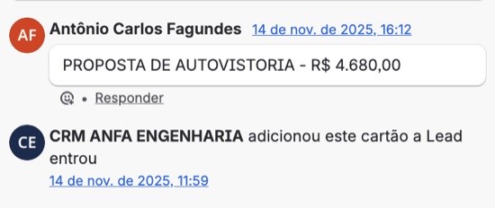Mensagem WhatsApp - ANFA ENGENHARIA