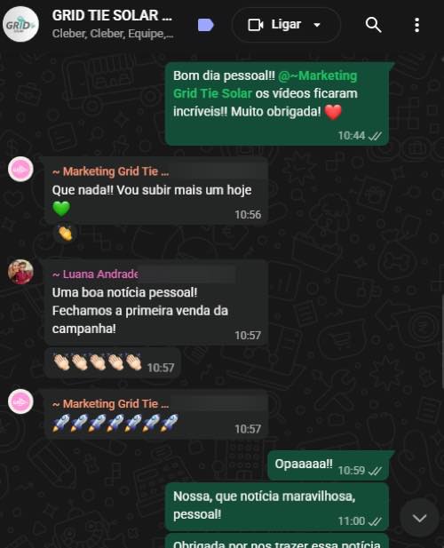 Mensagem WhatsApp - GRID TIE SOLAR